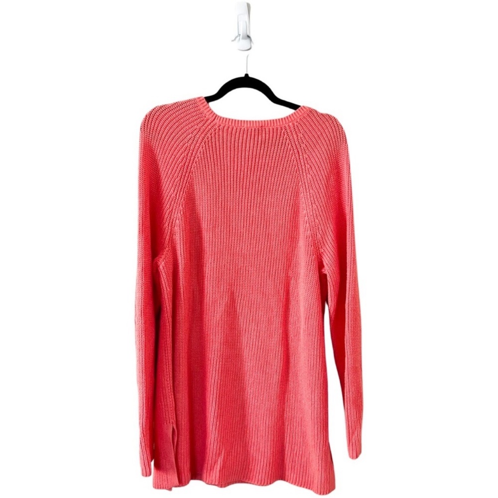 J. Jill Relaxed Knit Crew Neck Summer Sweater Coral Orange XL Petite - Picture 2 of 4